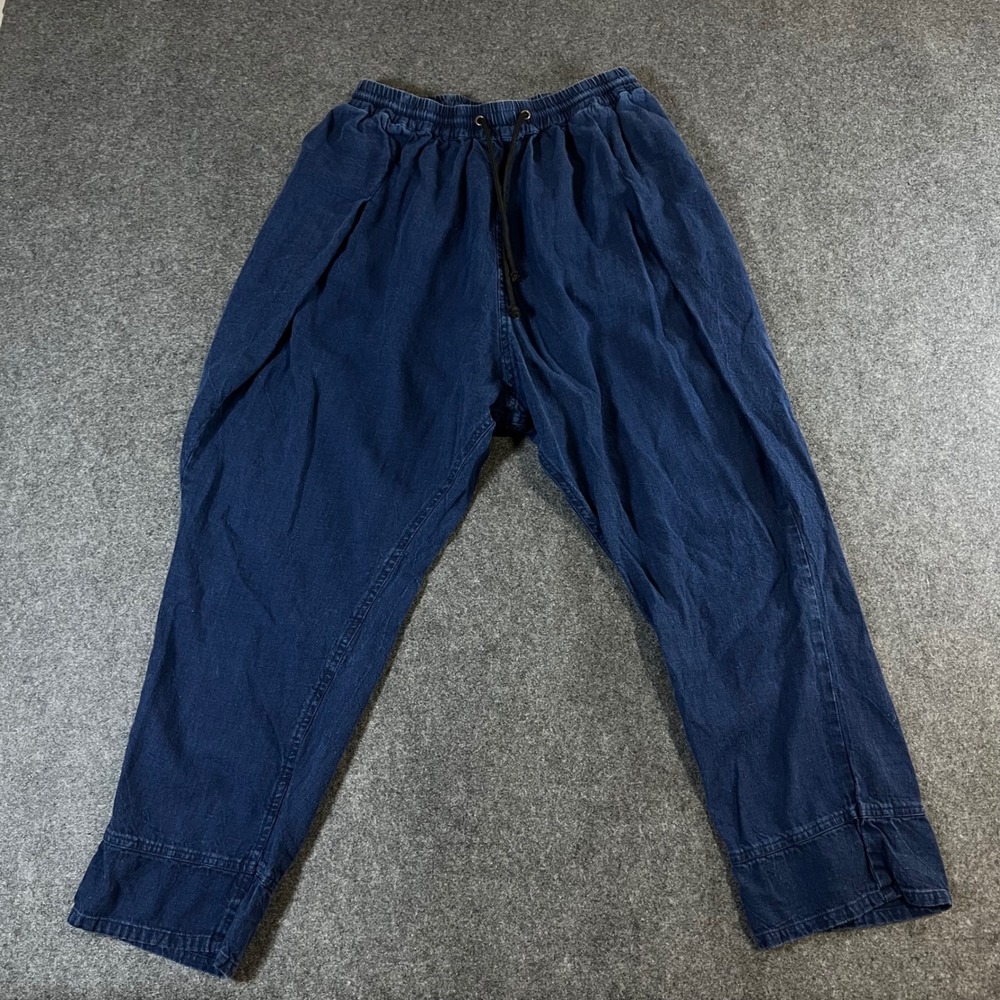 Anthropologie Pilcro Indigo Blue Linen Blend Drawstring Jogger Pants XS Boho
